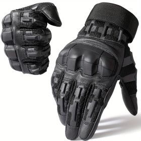 Tactical Gloves for Men - Touch Screen, Non-Slip, Full Finger Protection for Shooting, Airsoft, Military, Paintball, Motorcycle, Cycling, Hunting (Color: Black, size: L)