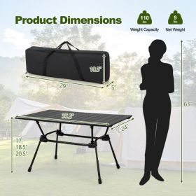 Folding Heavy-Duty Aluminum Camping Table with Carrying Bag (Color: Black)